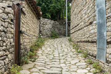 Empty Old vintage stone road or staircase