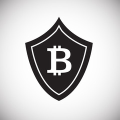 Crypto currency protection on white background icon