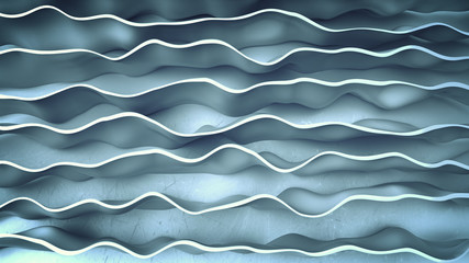 Grunge surface with curved shapes 3D Rendering