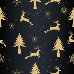 Obraz na płótnie Canvas reindeer with gold Christmas seamless pattern,winter,happy new year