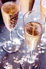 Glasses of champagne on the table