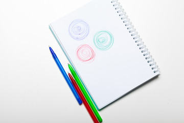 notepad notebook and ball pont pen isolated on white background