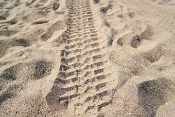Wheel trail in the sand