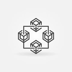 Fintech and block chain vector concept line icon