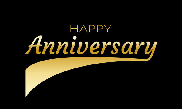 Happy anniversary text. Birthday banner. Golden text for celebration or invitation card. Vector illustration.