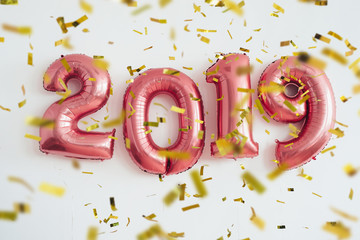 Balloons 2019 confetti Christmas and new year celebration