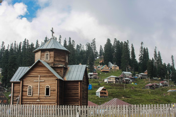 georgian wooden church in bakhmaro