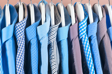 Cloth Hangers with Shirts. Men's business clothes. Fashion