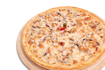 Tasty pizza is isolated on white background