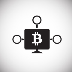 Crypto currency mining bitcoin on white background icon