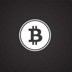 Bitcoin on black background icon