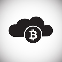 Bitcoin cloud on white background icon