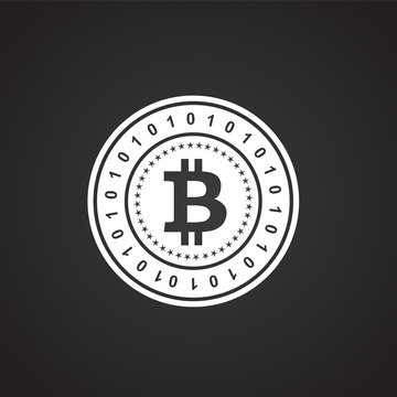 Bitcoin on black background icon