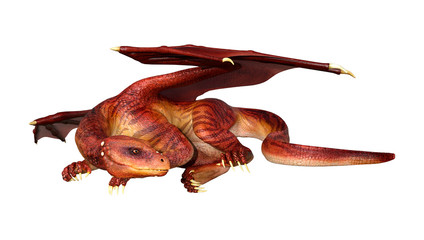 3D Rendering Fairy Tale Dragon on White