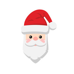 Obraz na płótnie Canvas Santa Claus icon. Santa Claus face in flat design. icon isolated on white background. Vector illustration.