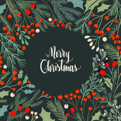 Obraz premium Christmas card design with seasonal frame 