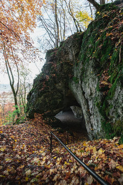 Entrance to the Großer Scheuer cave behind Heubach Germany 