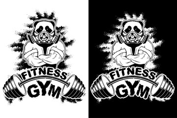 Vector design for a gym with an abstract image of a strong panda.