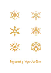 Merry Christmas and Happy New Year lettering template. Greeting card invitation with snowflakes. Vector vintage illustration.