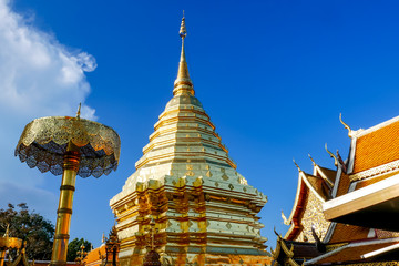 Fototapeta premium Wat Phra That Doi Suthep is tourist attraction of Chiang Mai, Thailand.Asia