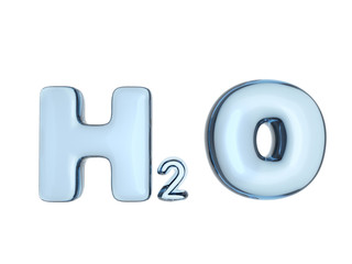 H2O 3d letters illustration isolated on white