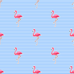  Pink flamingos seamless pattern