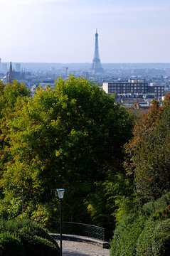 The Belleville park panorama in Paris city