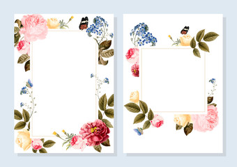 Blank floral frame card illustration - obrazy, fototapety, plakaty