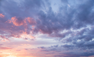 Naklejka na ściany i meble dramatic sky with clouds in evening