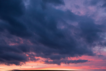 dramatic sky wth clouds in evening