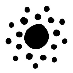 Black hand drawn ink circles. Watercolor circles of different sizes.