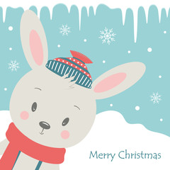 christmas card with rabbit