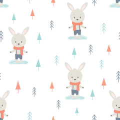 winter pattern cartoon hare