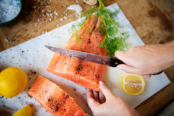 Fresh salmon with dill food photography recipe idea