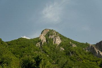 Fototapeta na wymiar Green edge or peak of caucasian mountain.
