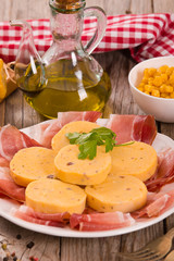 Speck ham and polenta. 