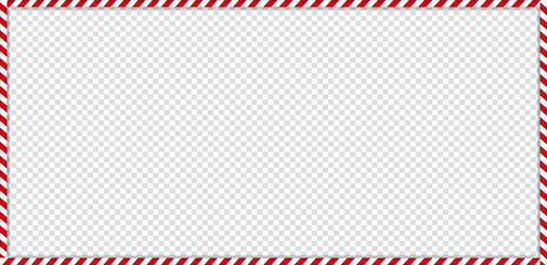 rectangle candy cane frame with red and white striped lollipop pattern on transparent background.