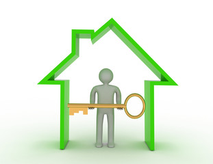 Presentation of new house . 3d rendered illustration