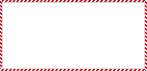 rectangle candy cane frame with red and white striped lollipop pattern on white background.