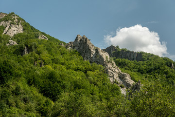 Green edge or peak of caucasian mountain.