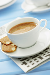 Cup of coffee and crossword puzzel