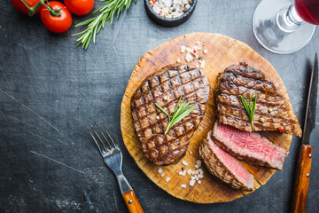 Grilled marbled meat steak