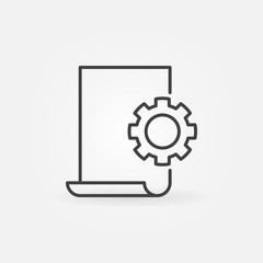 Document settings line icon - vector Document with Cog sign