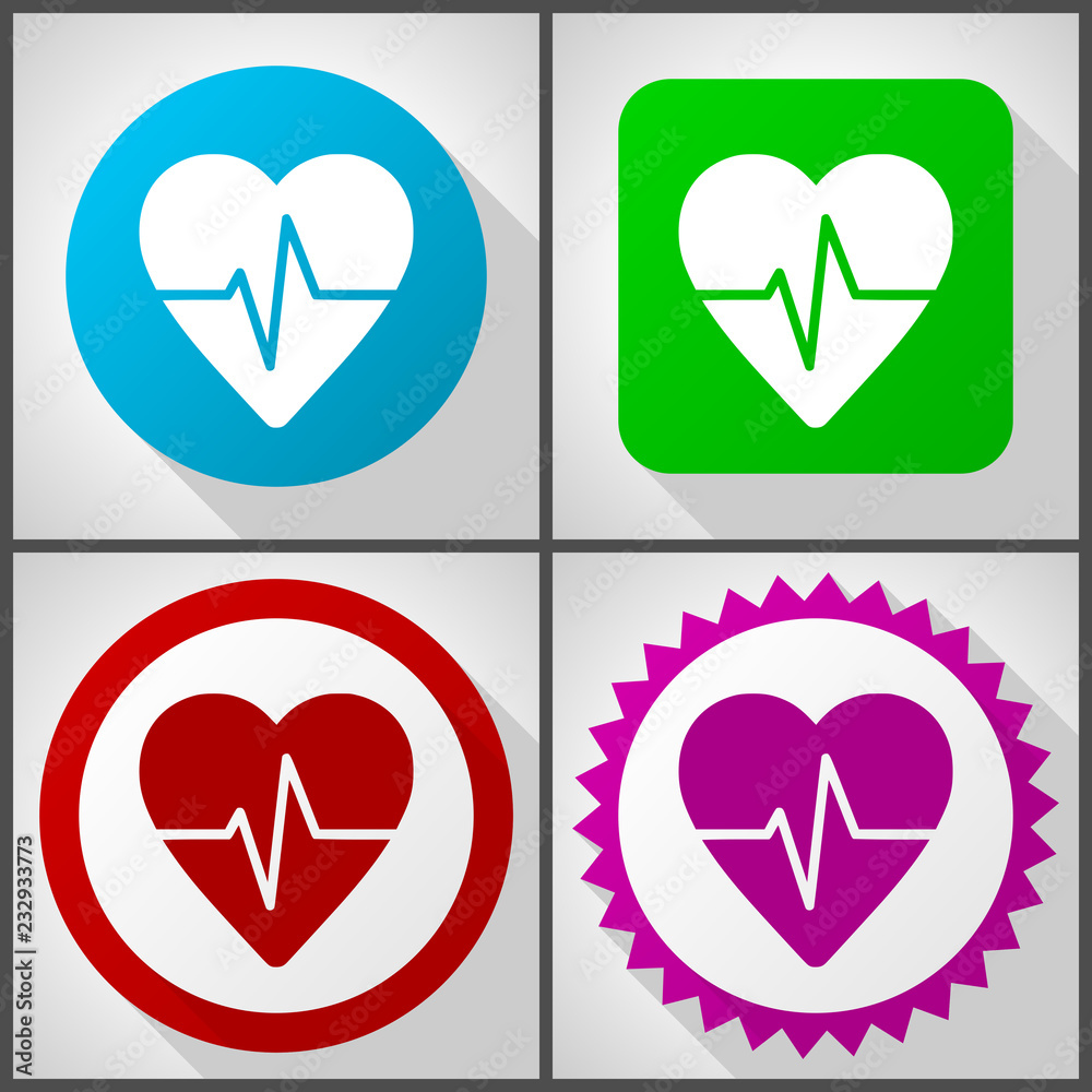 Aufkleber Vector icons with 4 options. Pulse flat design icon set easy to edit in eps 10.