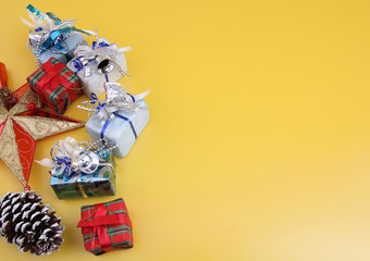 Christmas Decoration with Yellow Backdrop.