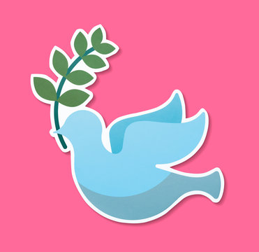 Peace symbol dove with a plant icon