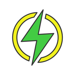 Electric power sign color icon