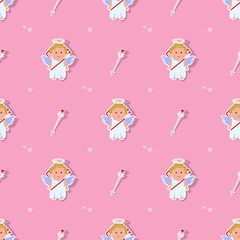 seamless pattern with cute angels
