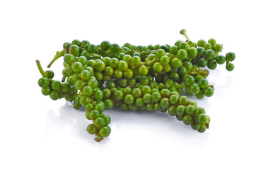 Green peppercorns isolated on the white background