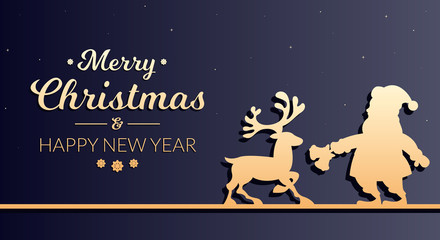 Fototapeta premium Silhouette of Santa Claus and Reindeer. Christmas concept.